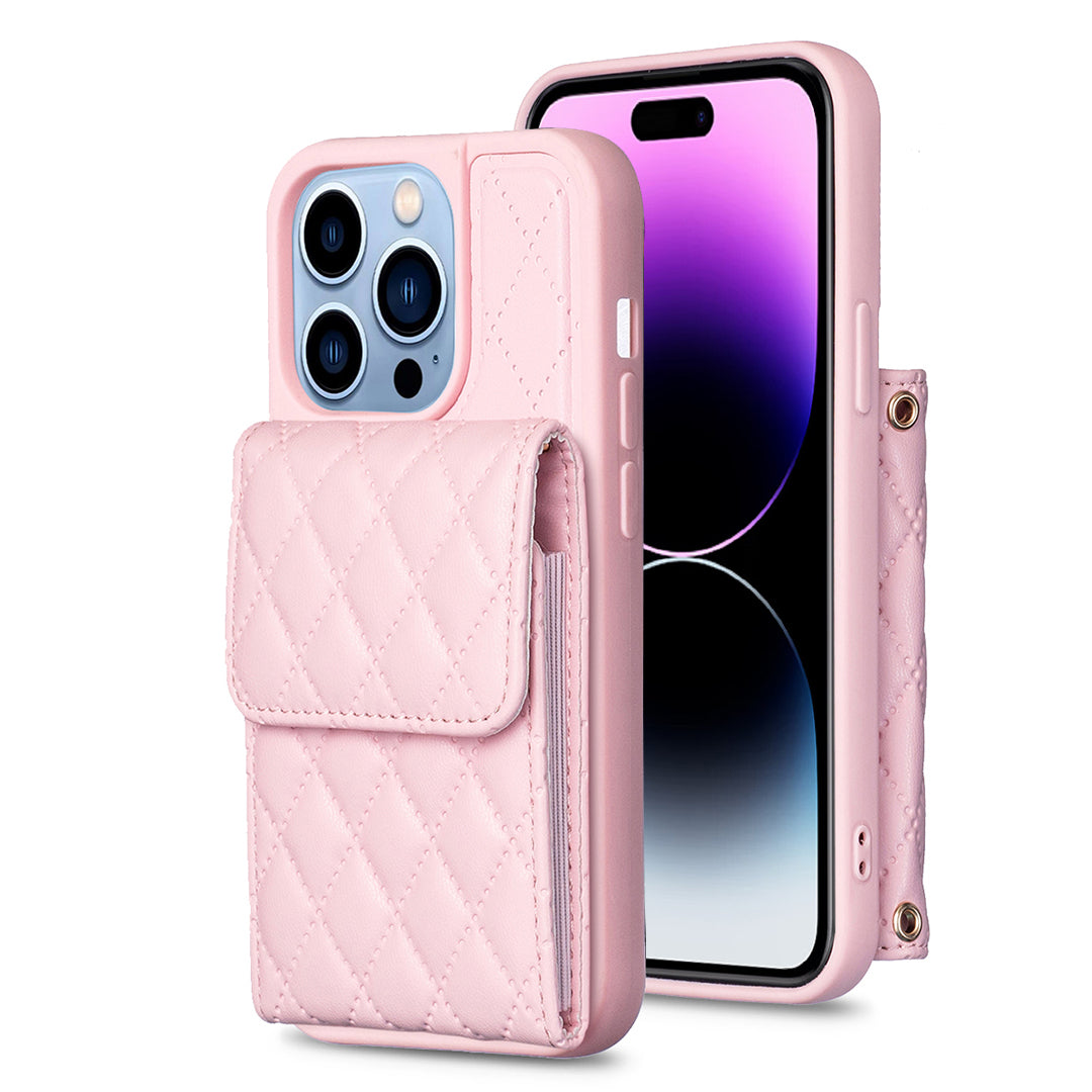BF22-Style For iPhone 14 Pro Max Dustproof Phone Case PU Leather TPU Phone Shell with Vertical Card Holder and Strap BF22-Style For iPhone 14 Pro Max Dustproof Phone Case PU Leather TPU Phone Shell with Vertical Card Holder and Strap